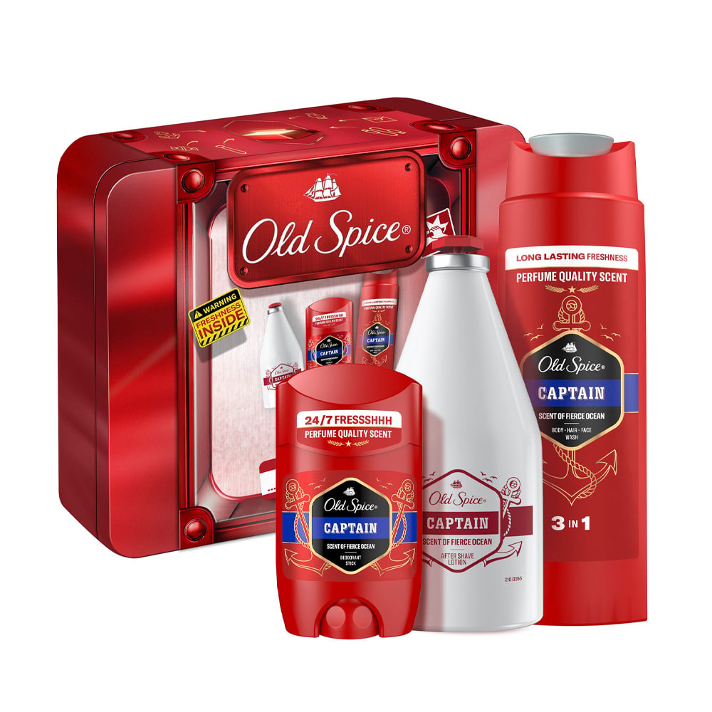 Чоловічий подарунковий набір Old Spice Captain (дезодорант, 50 мл + гель для душу, 250 мл + лосьйон після гоління, 100 мл)